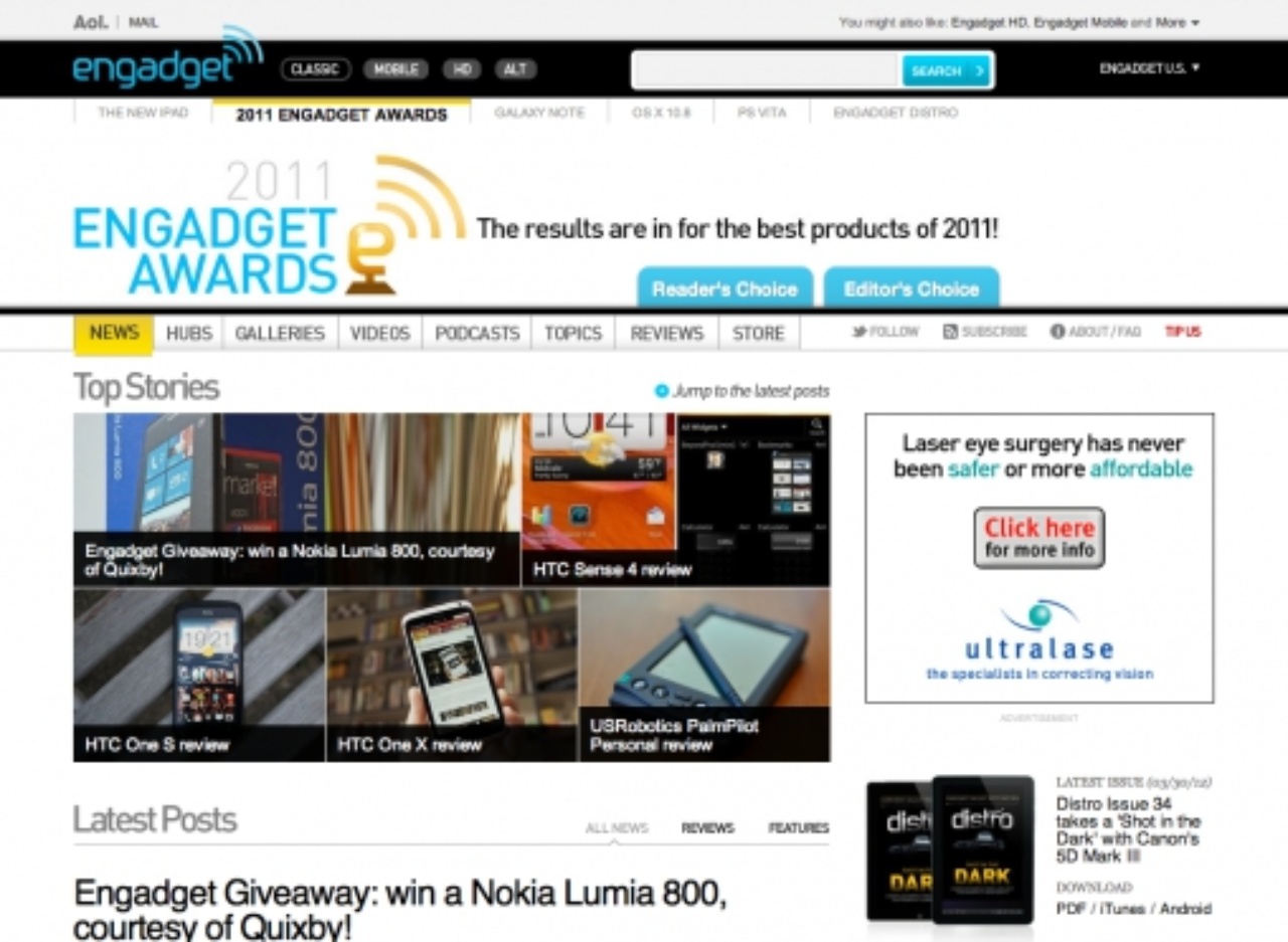Homepage Engadget Awards 