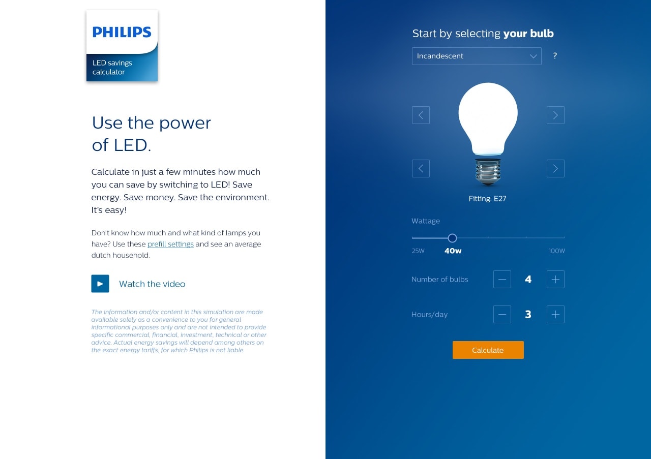 Adecuado Temporizador mero Philips LED savings calculator | TRIMM Digital craftsmanship