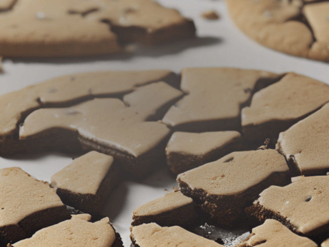 Broken cookies on a white background