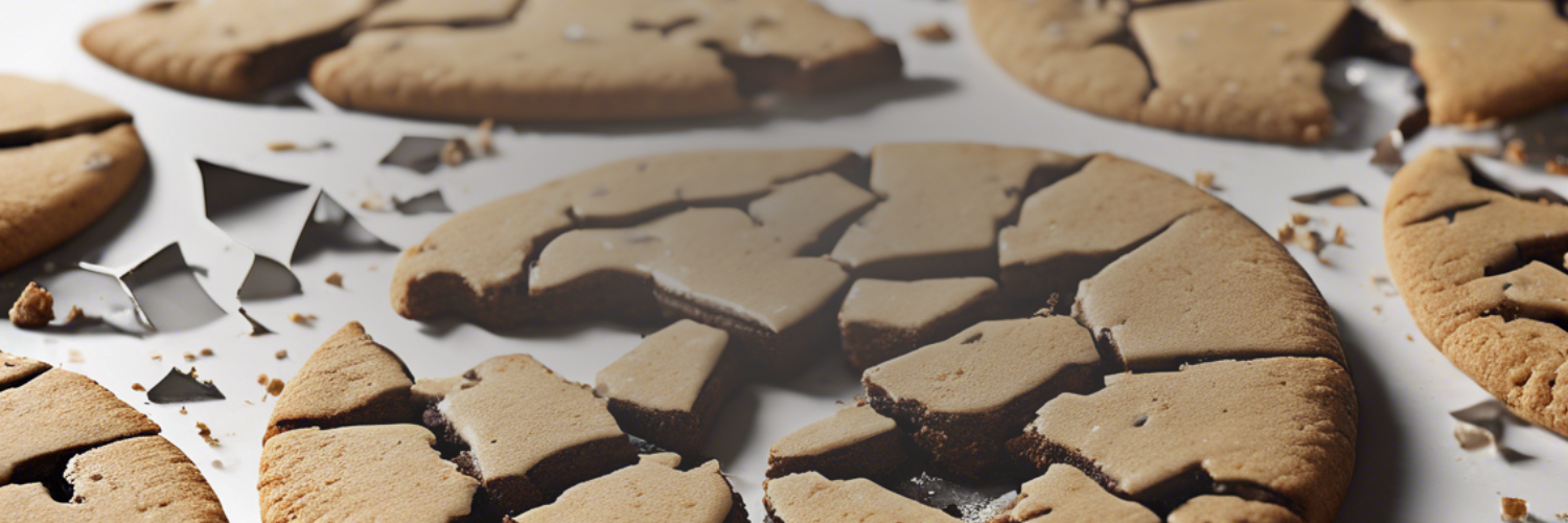 Broken cookies on a white background